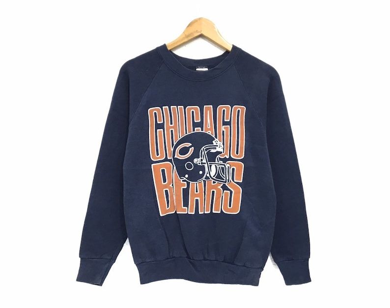 Vintage Chicago Bears Crewneck Sweatshirt Big Logo Spell Out Pullover Sportswear