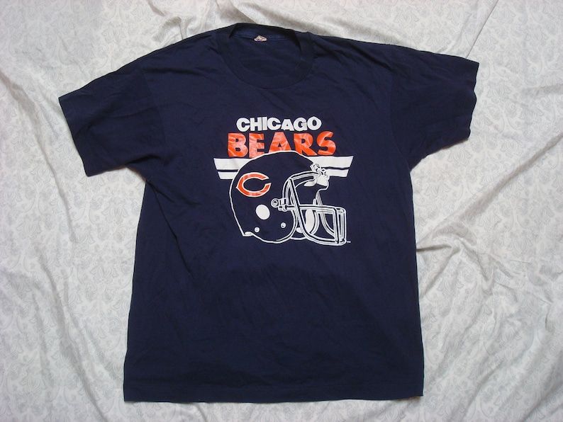 Vintage Chicago Bears Tee Shirt Screen Stars Blue 80S Mens Large Fits Like Medium Made In Usa