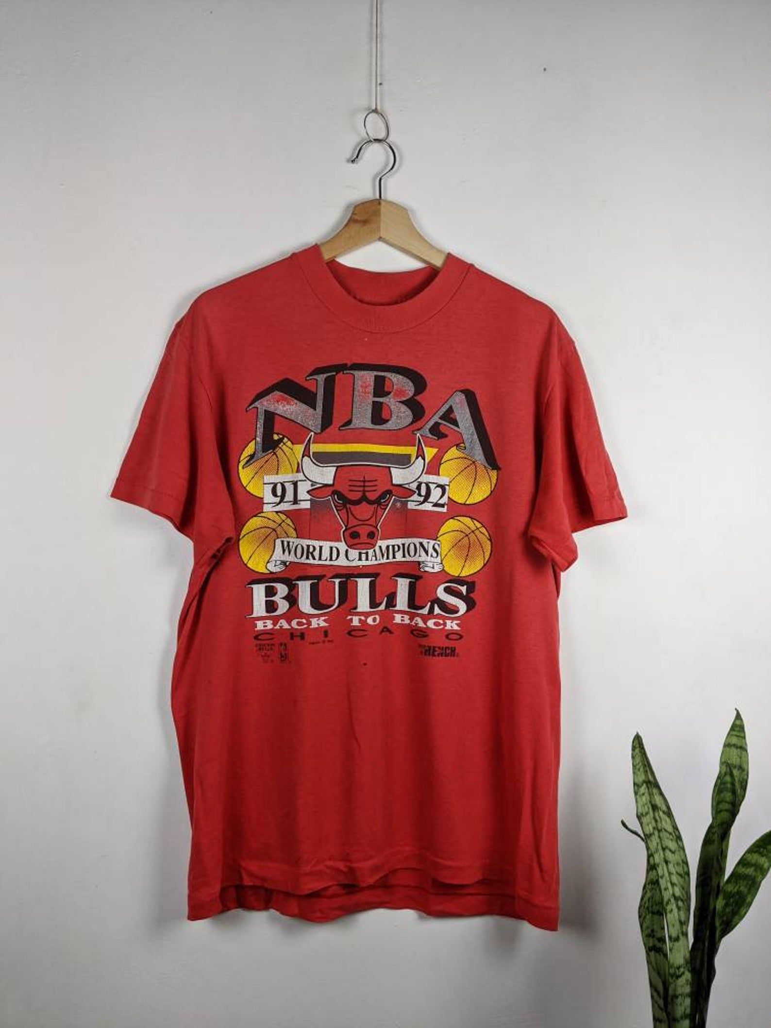 Vintage Chicago Bulls Nba 1992 T-Shirt Cup World Champions Jordan 23