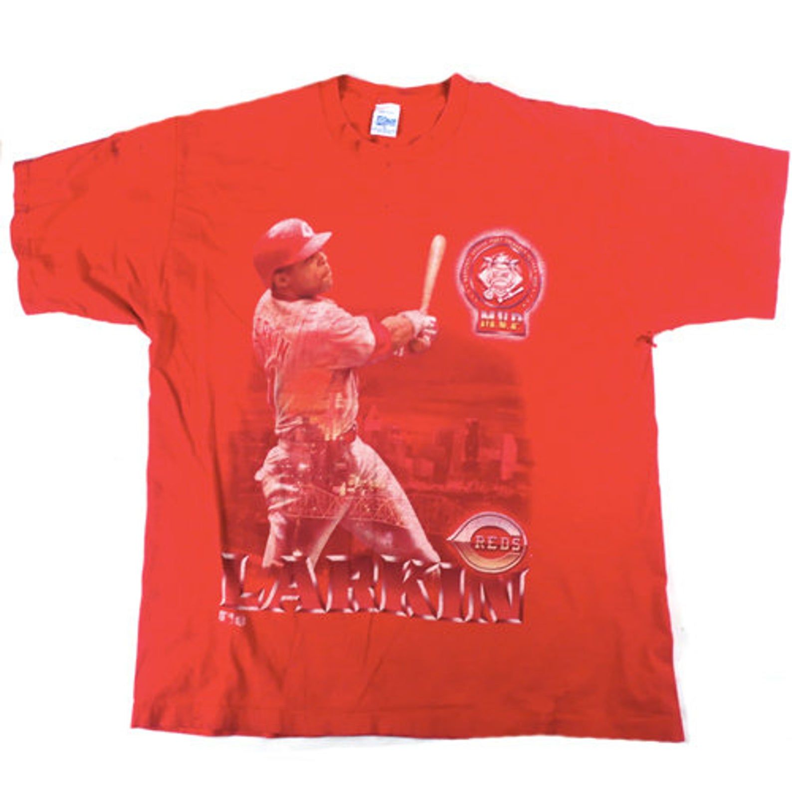 Vintage Cincinnati Reds Barry Larkin T-Shirt Mlb Baseball 90S