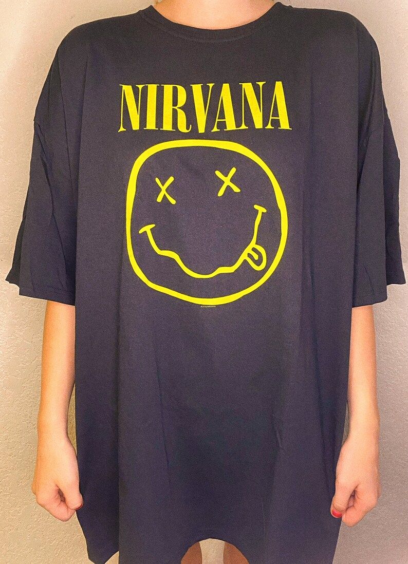 Vintage Classic Nirvana Smiley Face With Graphics On Back