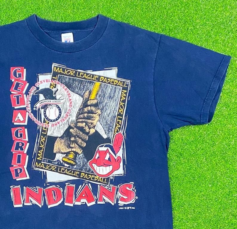 Vintage Cleveland Indians Get A Grip MLB 1990s Ohio Classic 90s Shirt
