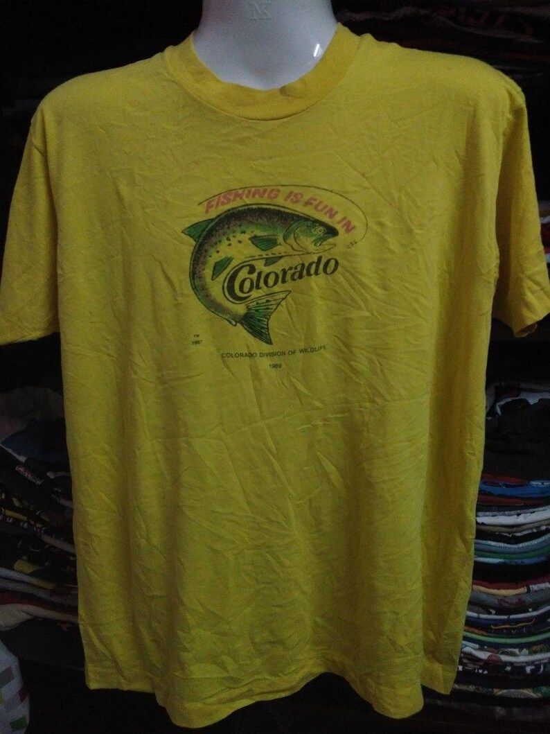Vintage Clothing 80S Rare Screen Star Best Colorado Wildlife Fishing T Shirt