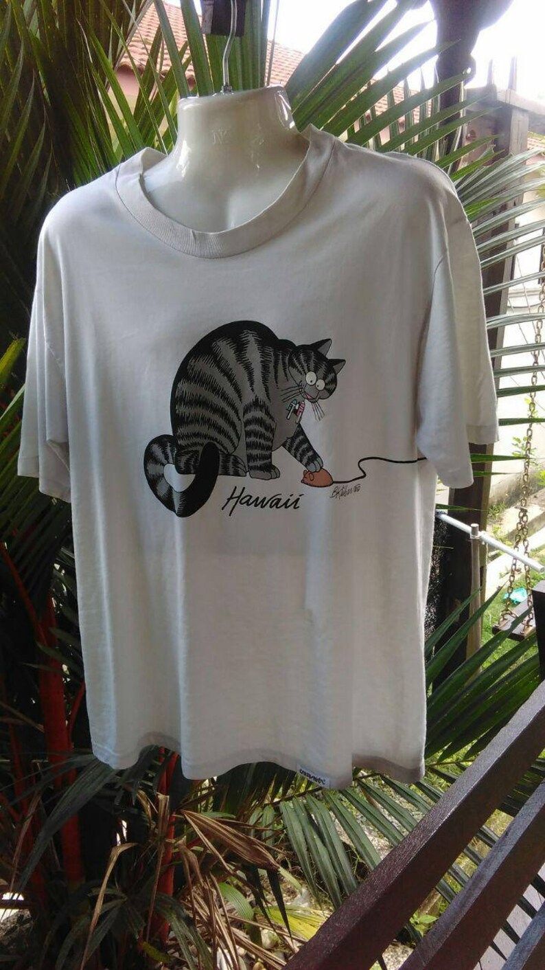 Vintage Clothing 90S Rare Crazy Shirt Hawaii Kliban Cat Computer Meow Guam By Bkliban Top Tee Cartoon Shirt L