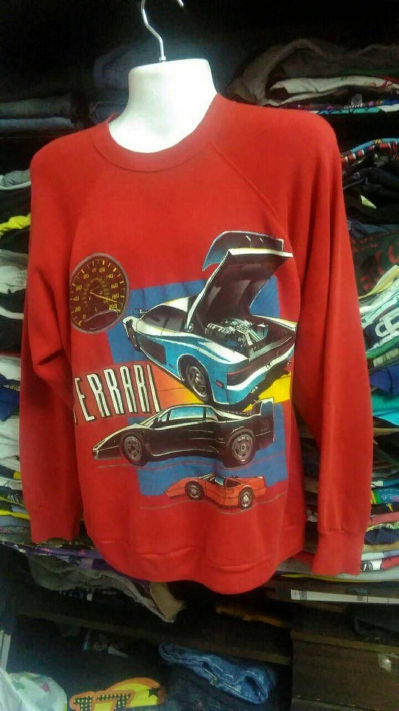 Vintage Clothing 90S Rare Ferrari Sweatshirts Speed Limit Big Picture