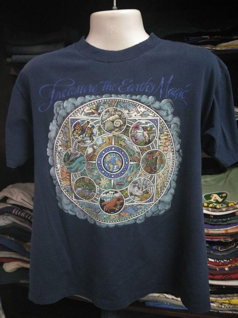 Vintage Clothing 90S Rare Oneita Power T Treasure The Earth Magic