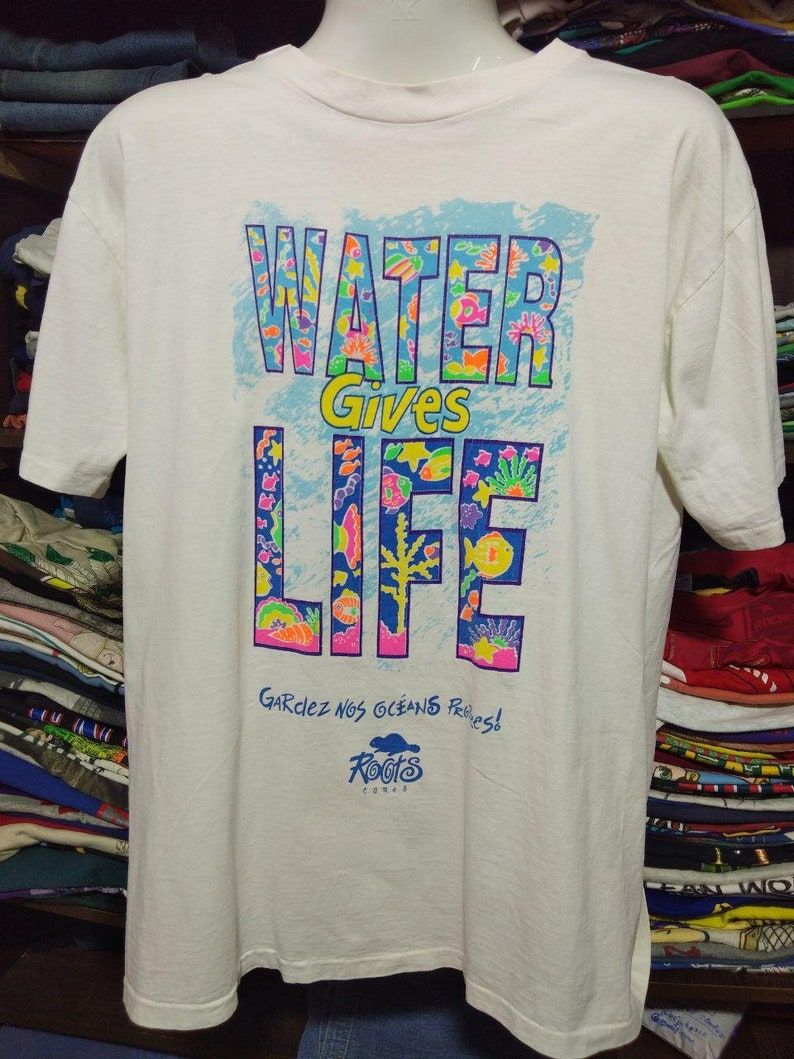 Vintage Clothing 90S Rare Roots T Shirt Water Give Life Root Cares