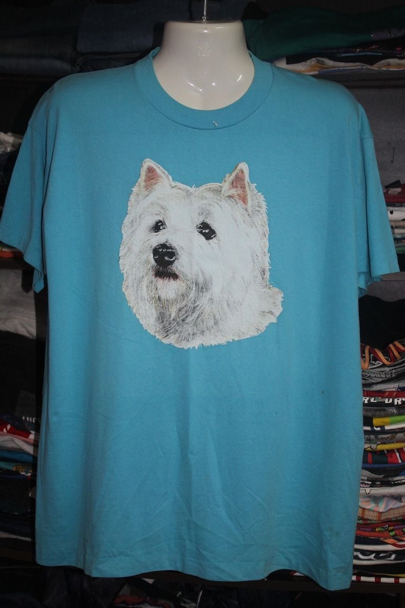 Vintage Clothing 90S Rare Screen Star T Shirt Dog T Shirt Animal T Shirt