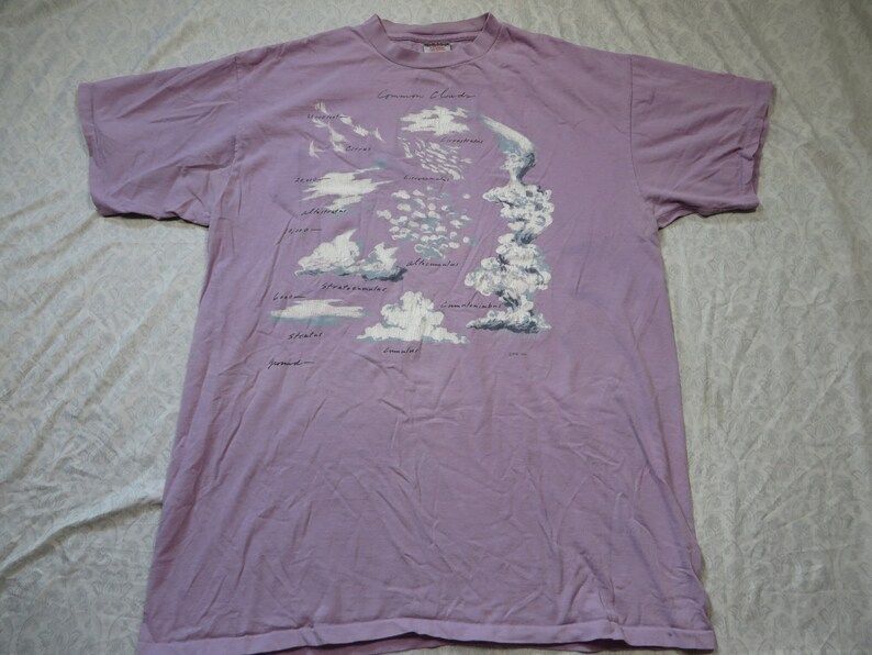 Vintage Clouds Tee Shirt Purple Pink Cloud Names Custom Oneita 90S Mens