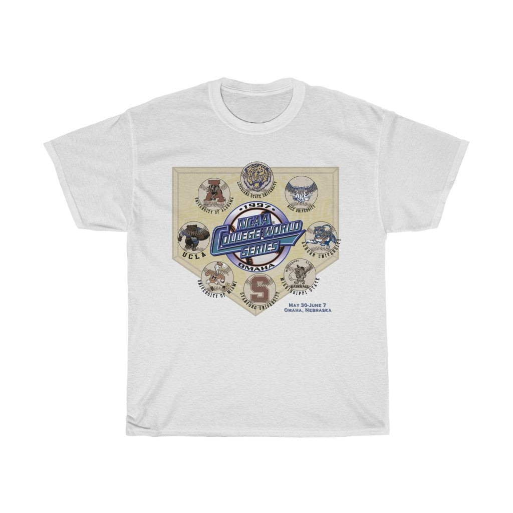 Vintage College World Series 1997 Baseball 90S Unisex Heavy Cotton Tee 211030