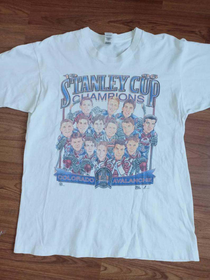 Vintage Colorado Avalanche Stanley Cup Champions Caricature 90'S Shirt