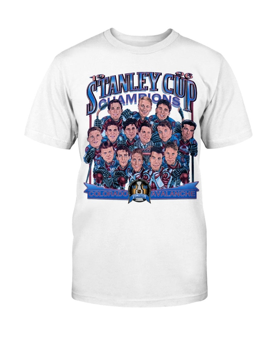 Vintage Colorado Avalanche Stanley Cup Champions Caricature 90S T Shirt 211027