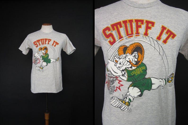 Vintage Colorado State Rams Ncaa Stuff It Basketball Shirt