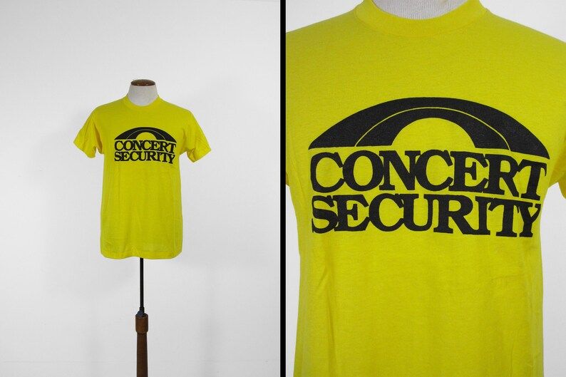 Vintage Concert Security T Shirt 80S Retro Paper Thin Tour Crew Tee