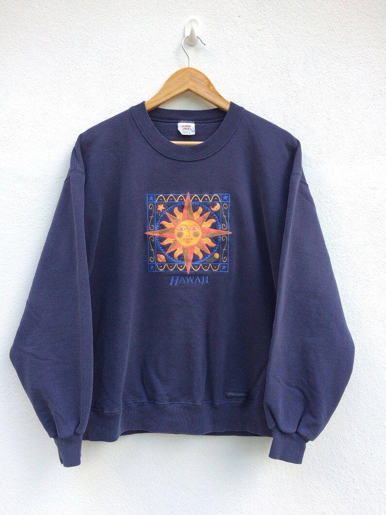 Vintage Crazy Shirt Hawaii Blue Logo Crewneck Sweatshirt Surfwear