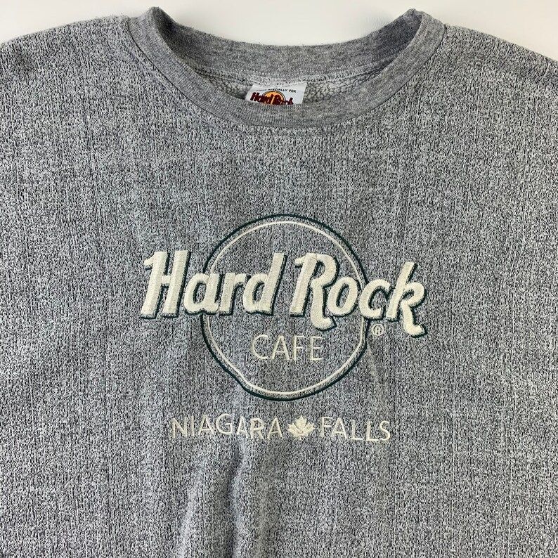 Vintage Crewneck Hard Rock Caf Niagara Falls Gray Sweatshirt Oversized Baggy Pullover Adult Xl