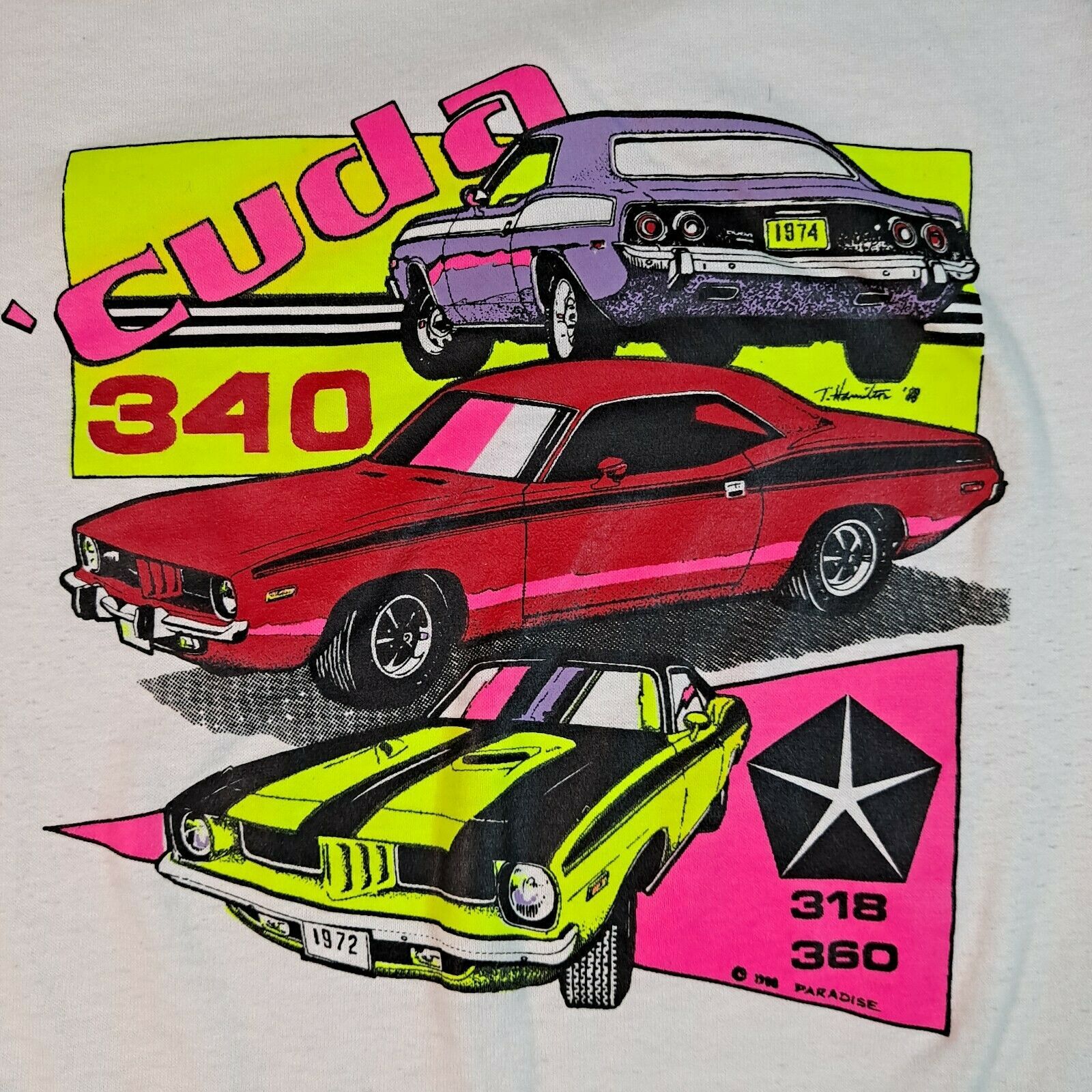 Vintage 'Cuda Shirt Size Baseball Tee 1988 Russell Athletic Purple Sleeves