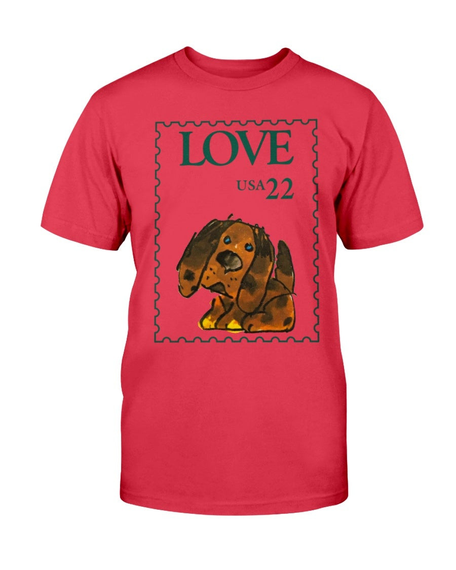 Vintage Cute Animal Puppy Dog Usa 22 Cent Love Stamp 1980S T Shirt 082621