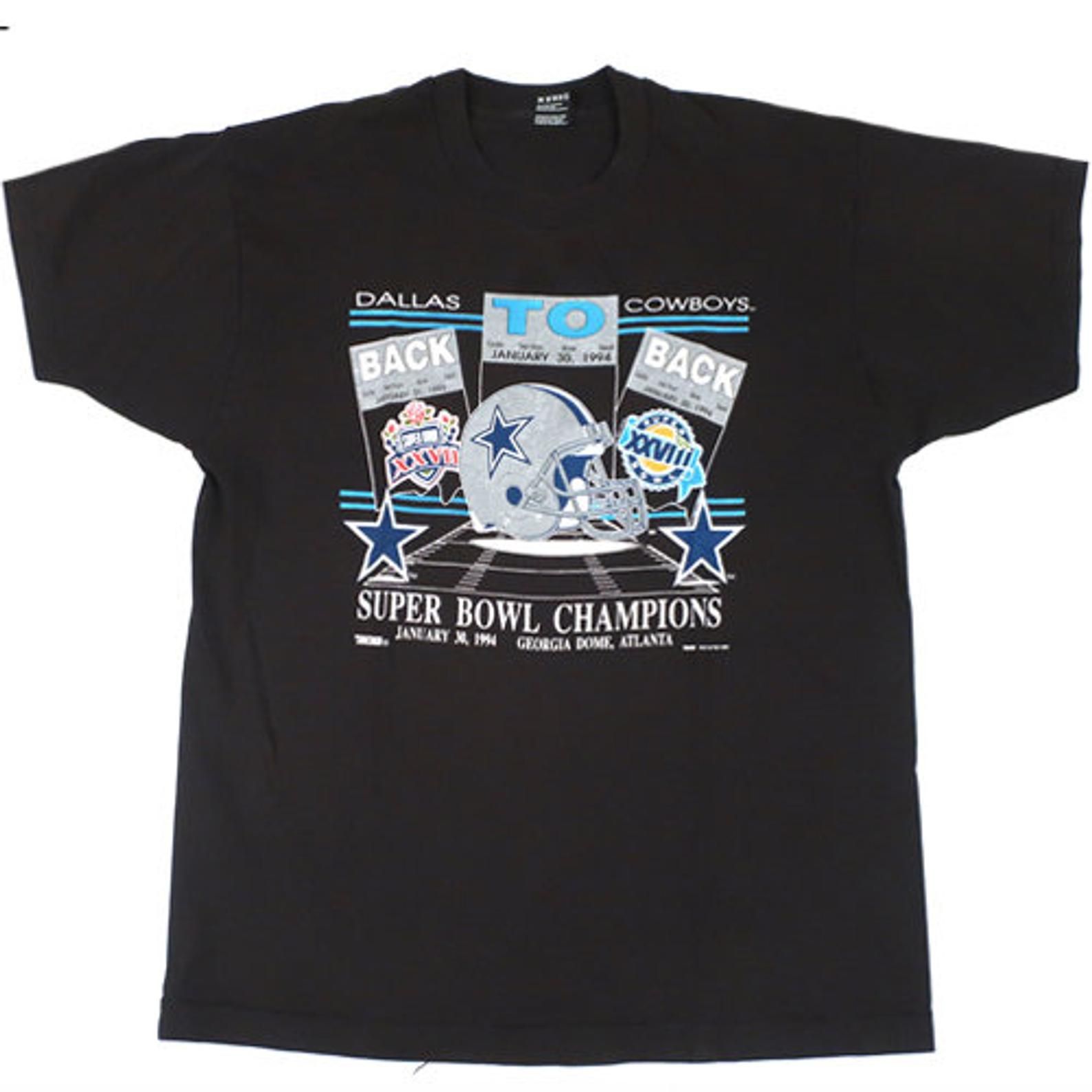Vintage Dallas Cow Back To Back Super Bowl T-Shirt 1994 Man Smith Irvin