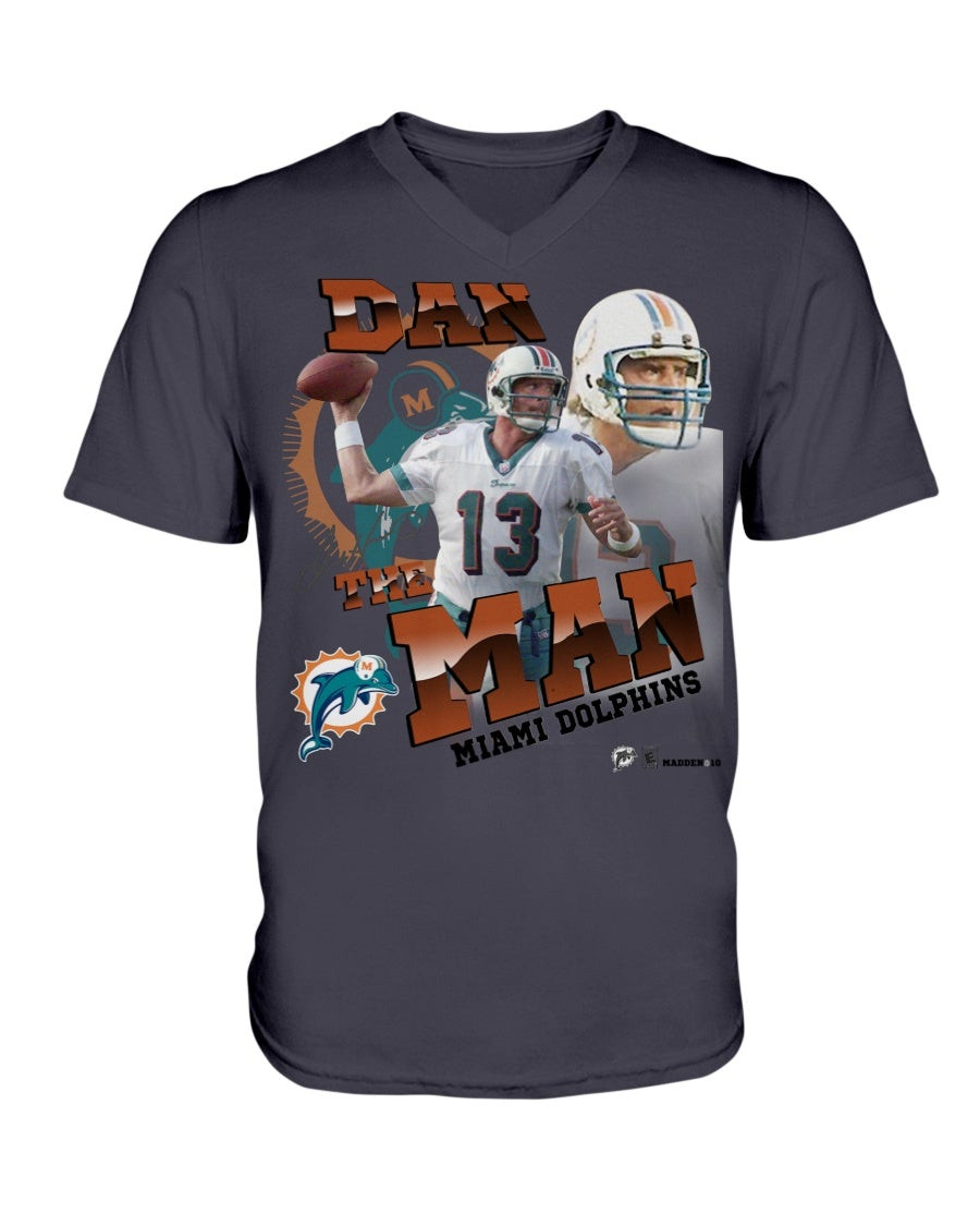 Vintage Dan Marino Miami Dolphins Nfl Career Highlights V Neck Tee 211224