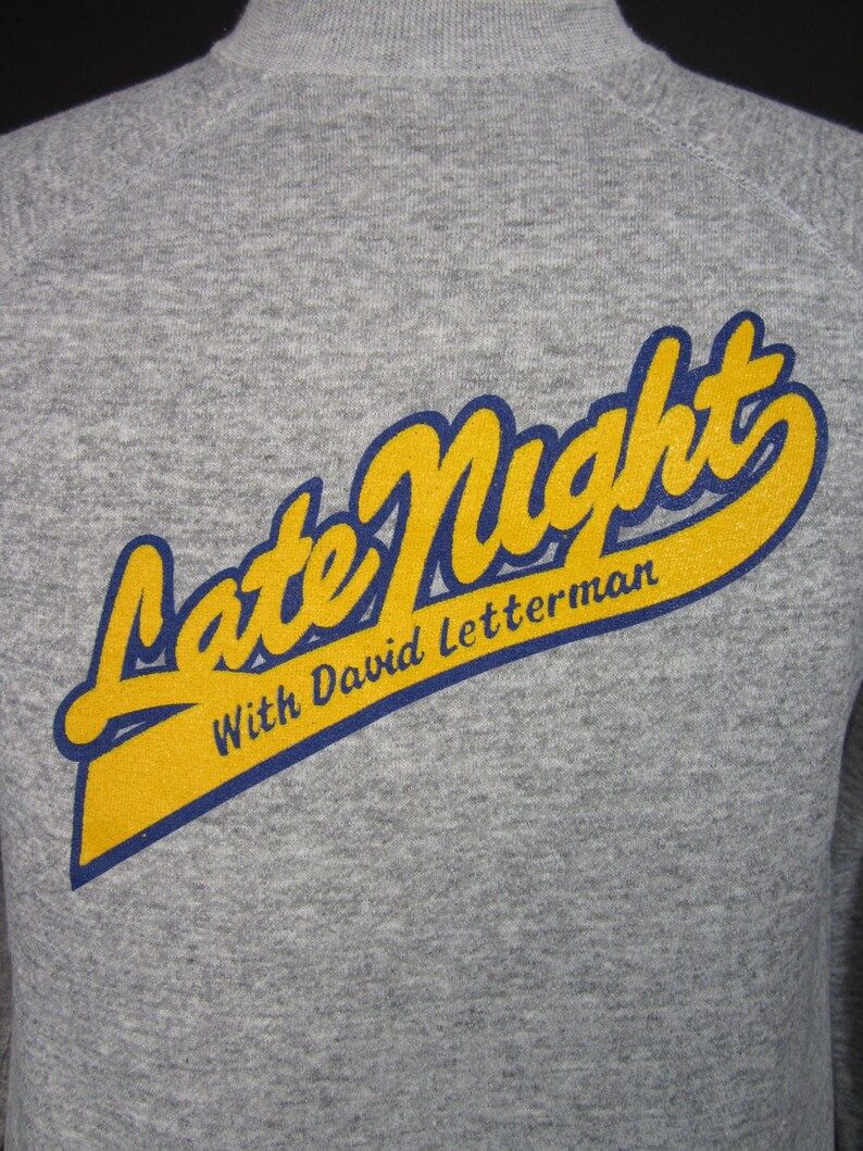 Vintage David Letterman Sweatshirt 80S Late Night Tv Pullover Grey