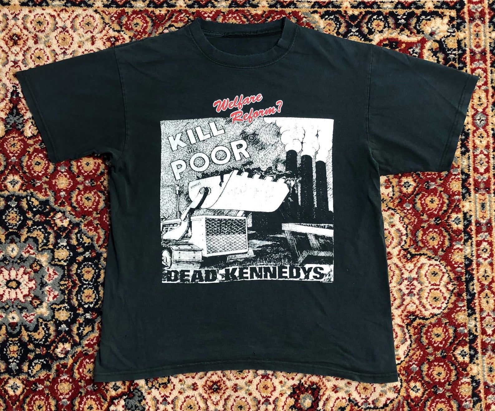 Vintage Dead Kennedys Tshirt 1998 90S Kill The Poor Punk Rock Black Shirt Band Double Sided Iconic Tee