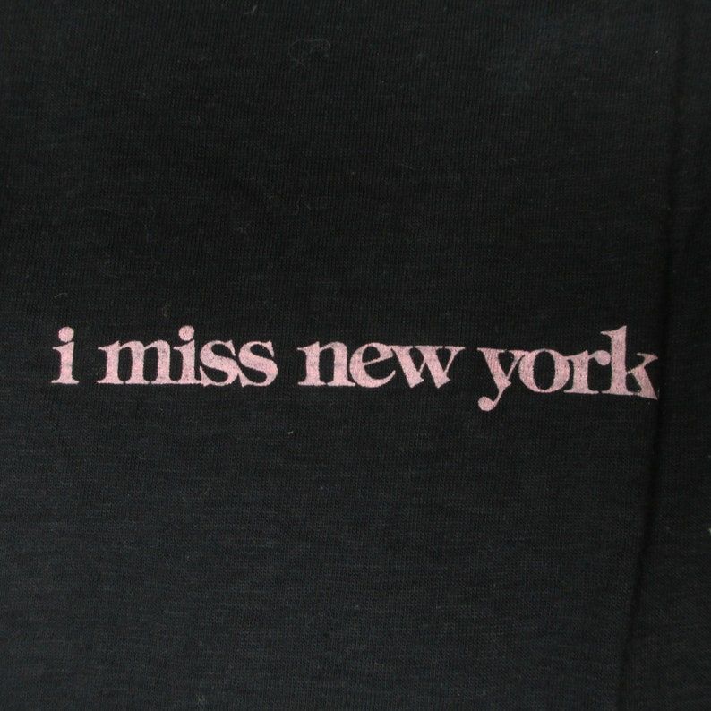 Vintage Deadstock 1970S I Miss You New York Pocket Print T Shirt Xs Black Pink Manhattan Soft Thin Stanley Desantis Screen Stars Nwt