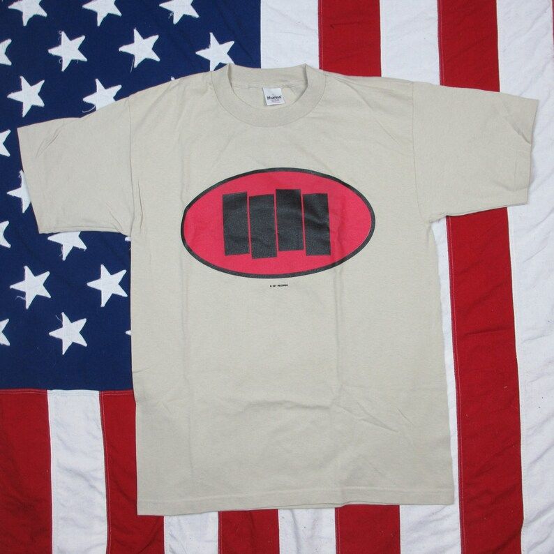 Vintage Deadstock 1980S Black Flag Oval Logo T Shirt Medium Large Sst Records Hardcore Punk Dc California La Rollins Band Metal Skate