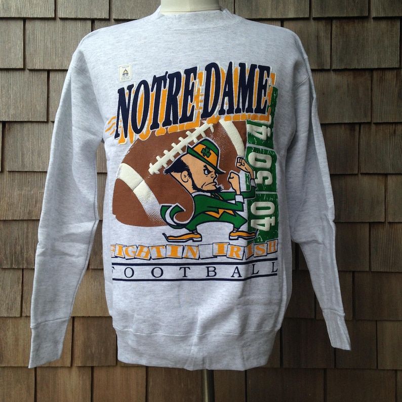 Vintage Deadstock 90S Notre Dame Fighting Irish Sweatshirt Medium University Football