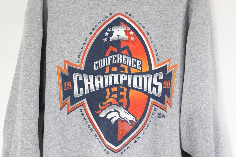 Vintage Denver Broncos Football Nfl 1998 Conference Champions Sweatshirt
