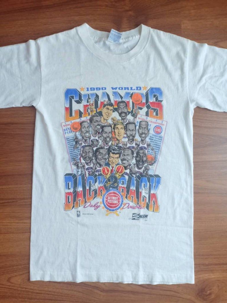 Vintage Detroit Piston Caricature World Champs 90'S Shirt