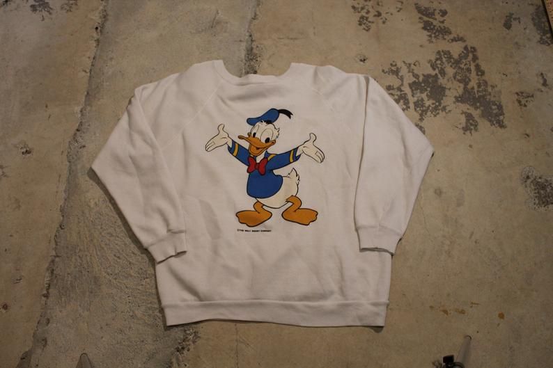 Vintage Disney 80s Donald Duck  Cartoon Animal Print TV And Movie Promo Shirt