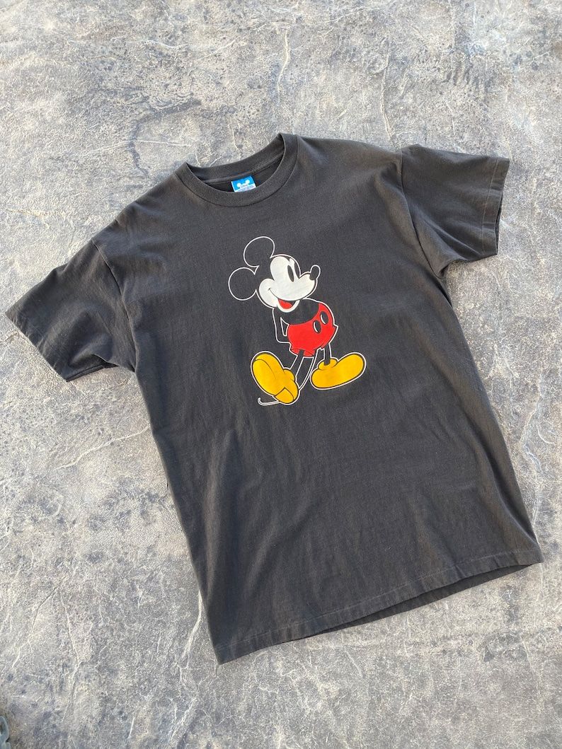 Vintage Disney Mickey Mouse Single Stitch T Shirt Black Dead Stock