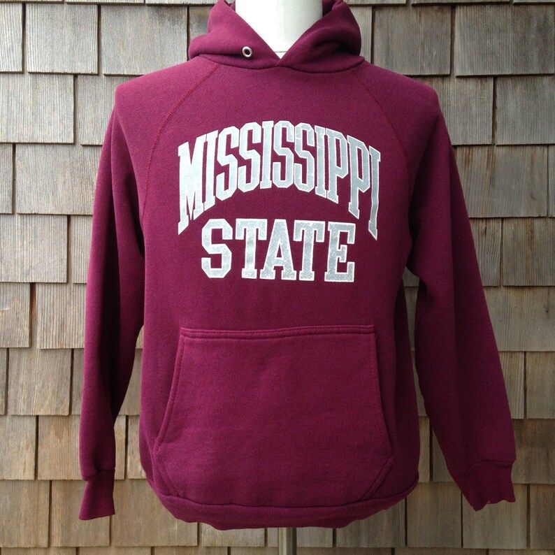 Vintage Distressed 90S Mississippi State Bulldogs Hooded Sweatshirt Small University Hoodie