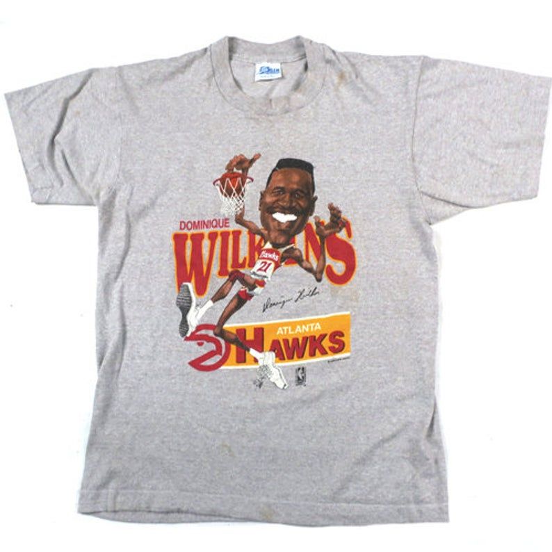Vintage Dominique Wilkins Caricature Nba Basketball Atlanta Hawks Shirt