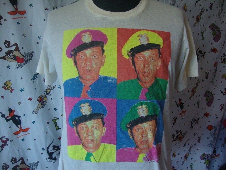 Vintage Don Knotts Barney Fife 1992 Pop Art T Shirt White 90S Andy Griffith Show