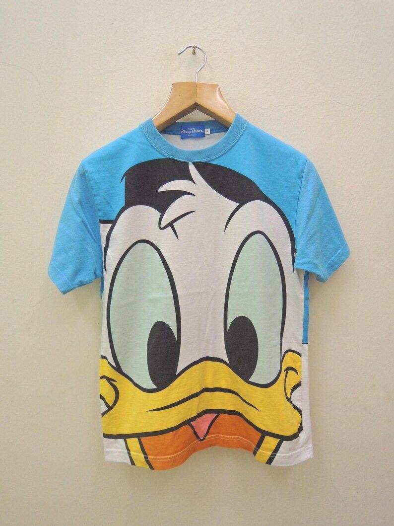 Vintage Donald Duck Big Print Cartoon T Shirt By Disney Funky Top Tee Funny Shirt
