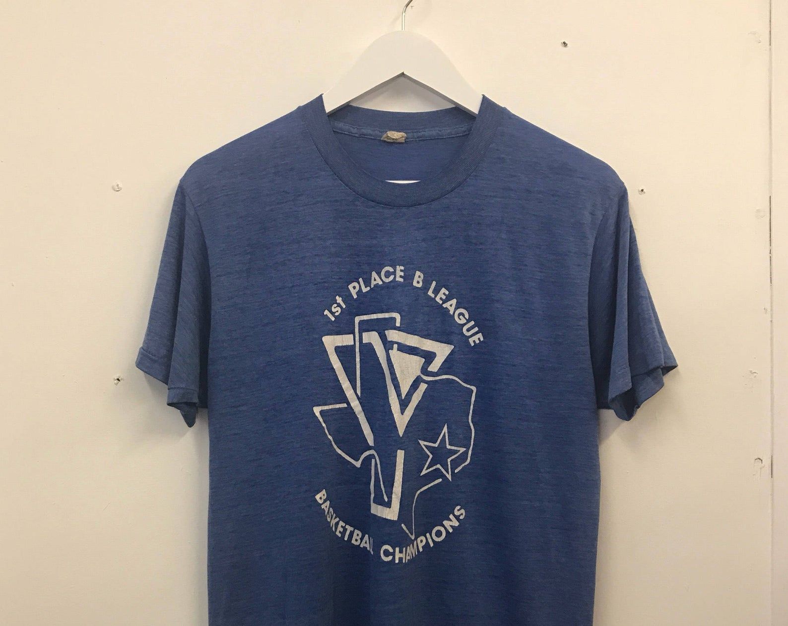 Vintage Early 80S 1980S Blue Basketball Champion Sportswear Tee Tshirt