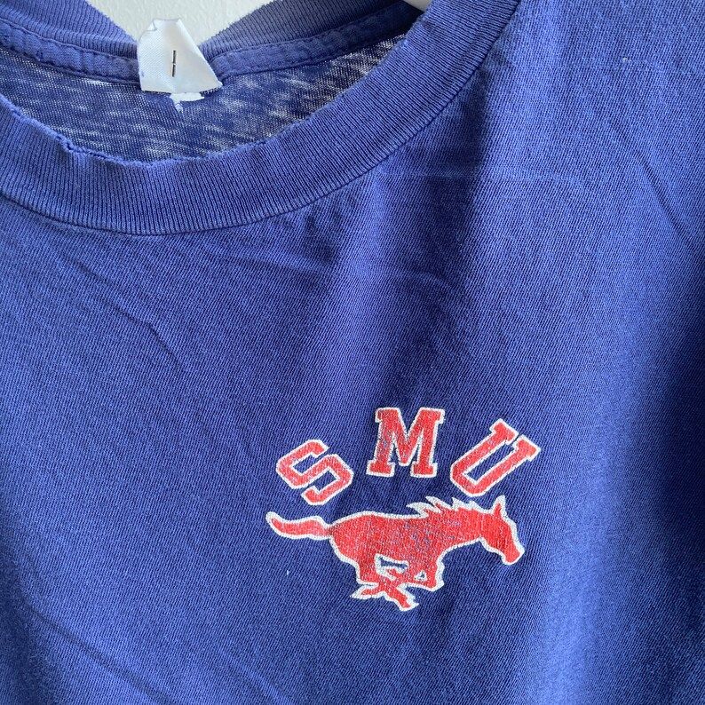 Vintage Early 80S Super Worn Smu University T Shirt