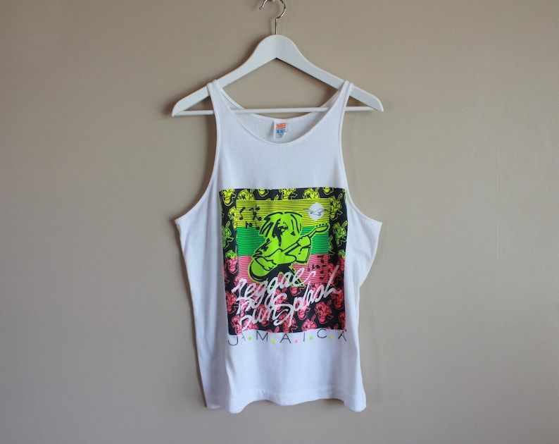 Vintage Early 90S Reggae Sunsplash Festival Tank Top Jamaica Muscle Tank 50 50 Edium Made In Jamaica Sun Island Single Stitch