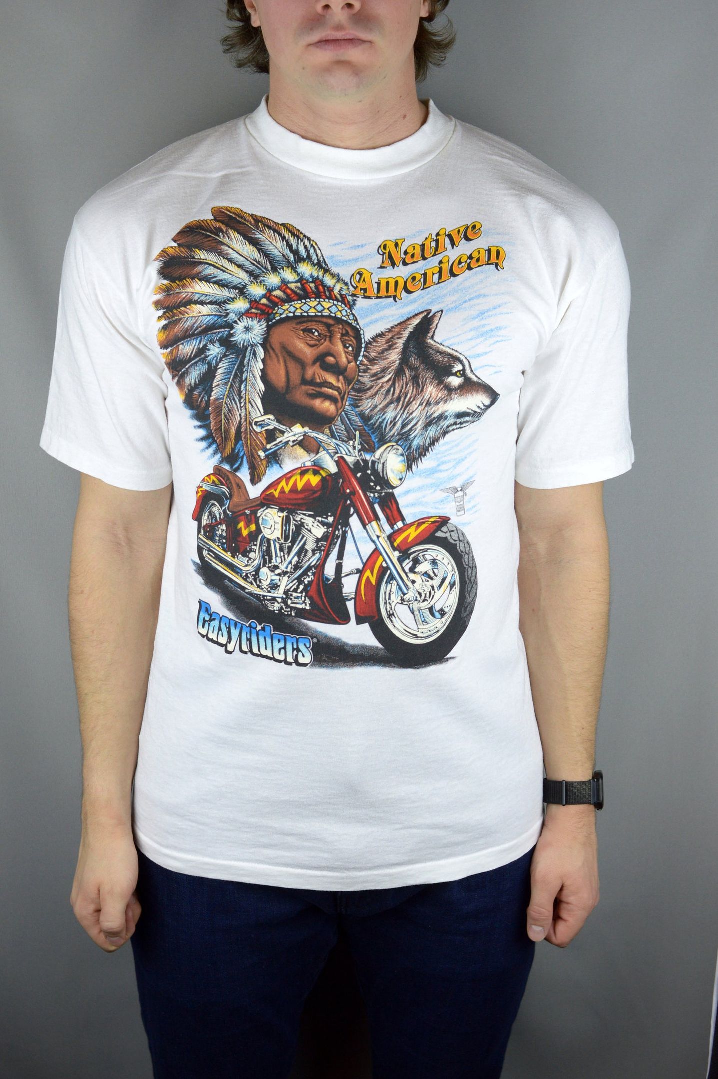 Vintage Easyriders Native American / American Eagle 90S T Shirt Made In Usa Single Stitch vintage easyriders native american american eagle 90s t shirt made in usa single stitch vs1mn