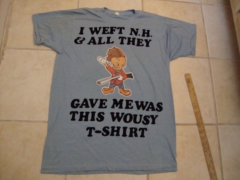 Vintage Elmer Fudd Looney Tunes Iron On New Hampshire Vacation Tourist Soft Paper Thin All I Got Was This Lousy T Shirt