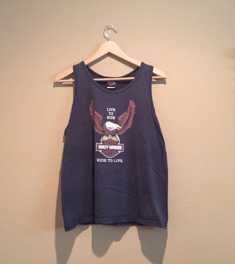 Vintage Embroidered Motorcycles Harley Davidson Tank Top