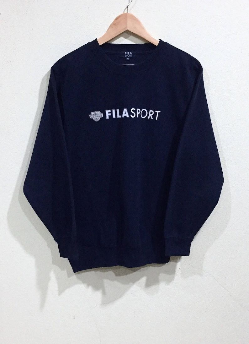 Vintage Fila Sweatshirt Fila Sport Big Logo Spellout Jumper Pullover Sweater Sportwear Hip Hop Swag