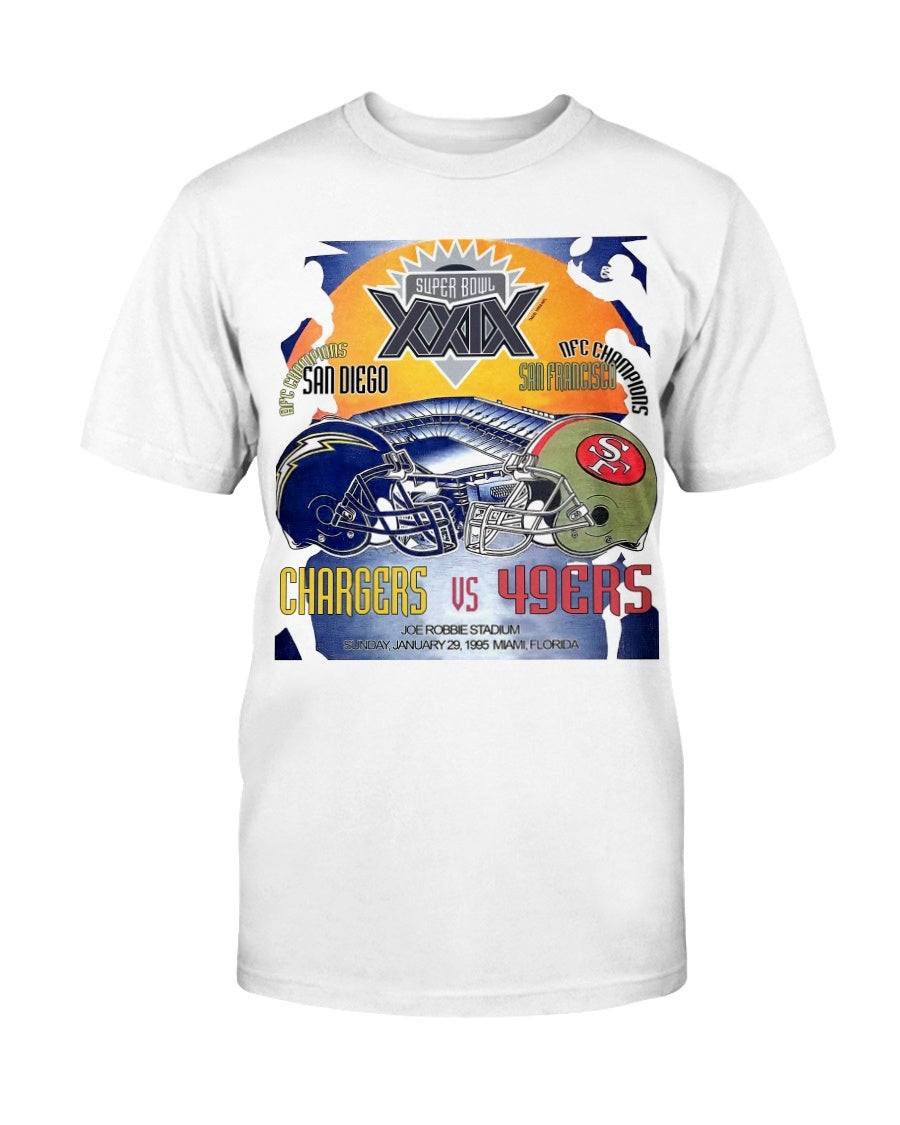 Vintage Final Super Bowl Xxix 1994 Chargers Vs 49Ers Promo T Shirt 211208