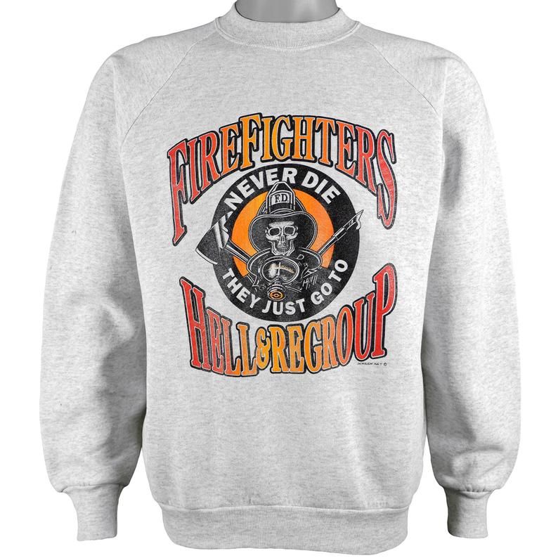 Vintage Fire Fighters Never Die They Just Go to Hell & Regroup Deadstock 1990's Shirt