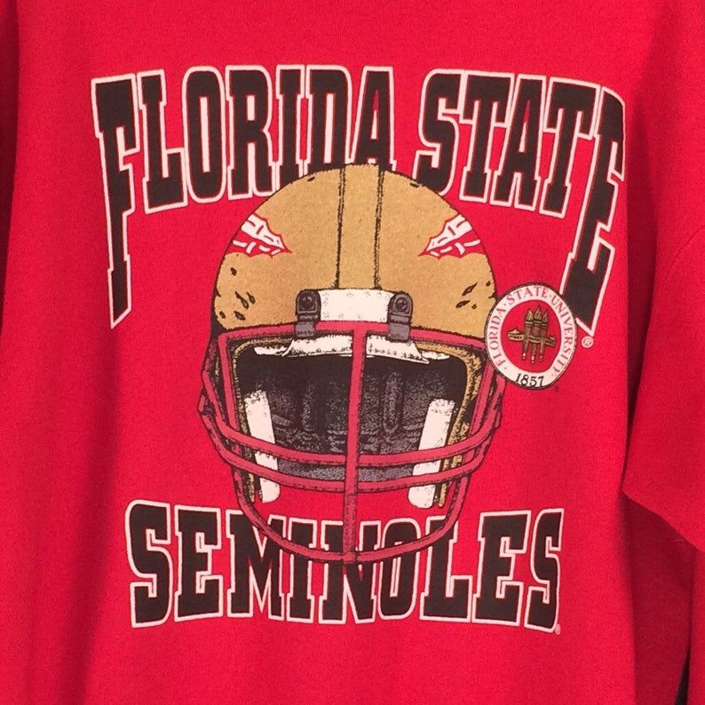 Vintage Florida State Seminoles Sweatshirt 80S Florida State University Football Crew Neck Oversized Reverse Print Crable Sportswear