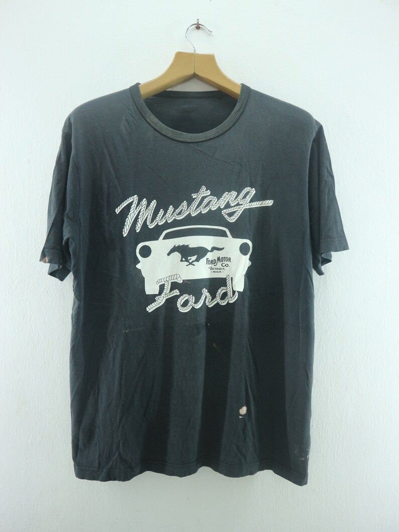 Vintage Ford Mustang Big Logo T Shirt American Muscle Car Top Tee Shirt