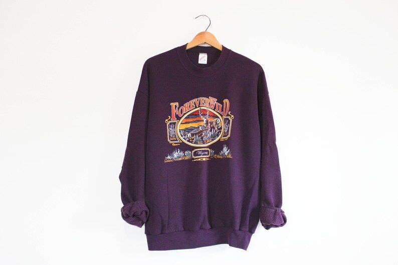 Vintage Forever Wild Wyoming Deer Stag Wilderness Sweatshirt