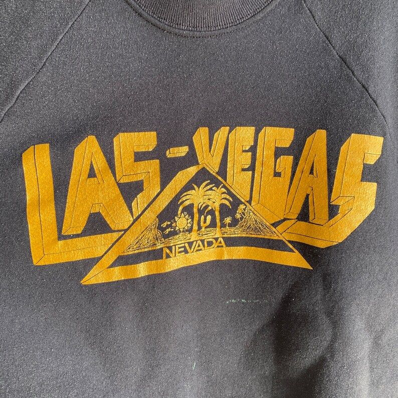 Vintage Fotl 80 90S Las Vegas Sweatshirt Black And Gold